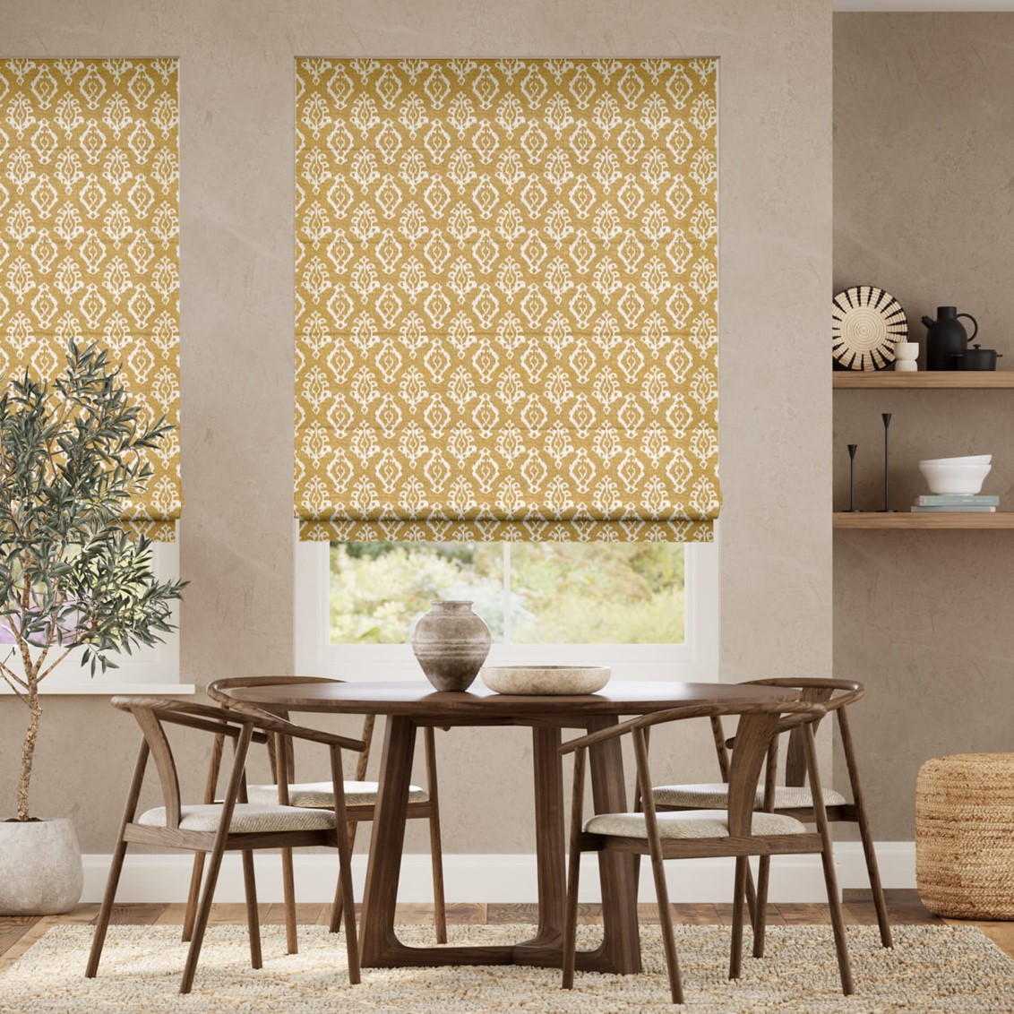 Lena Ikat Mustard Roman Blind