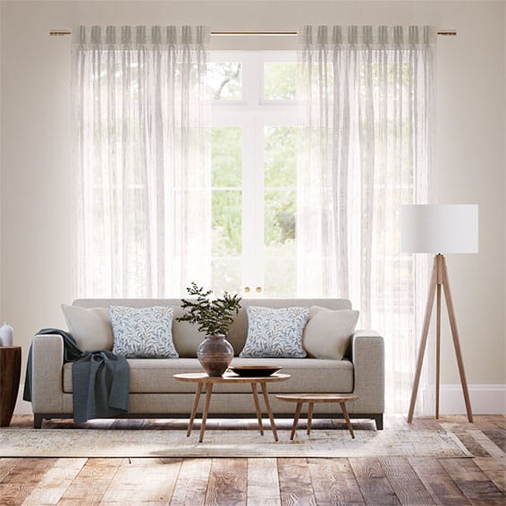 Leone Embroidered Voile Pinstripe Curtains