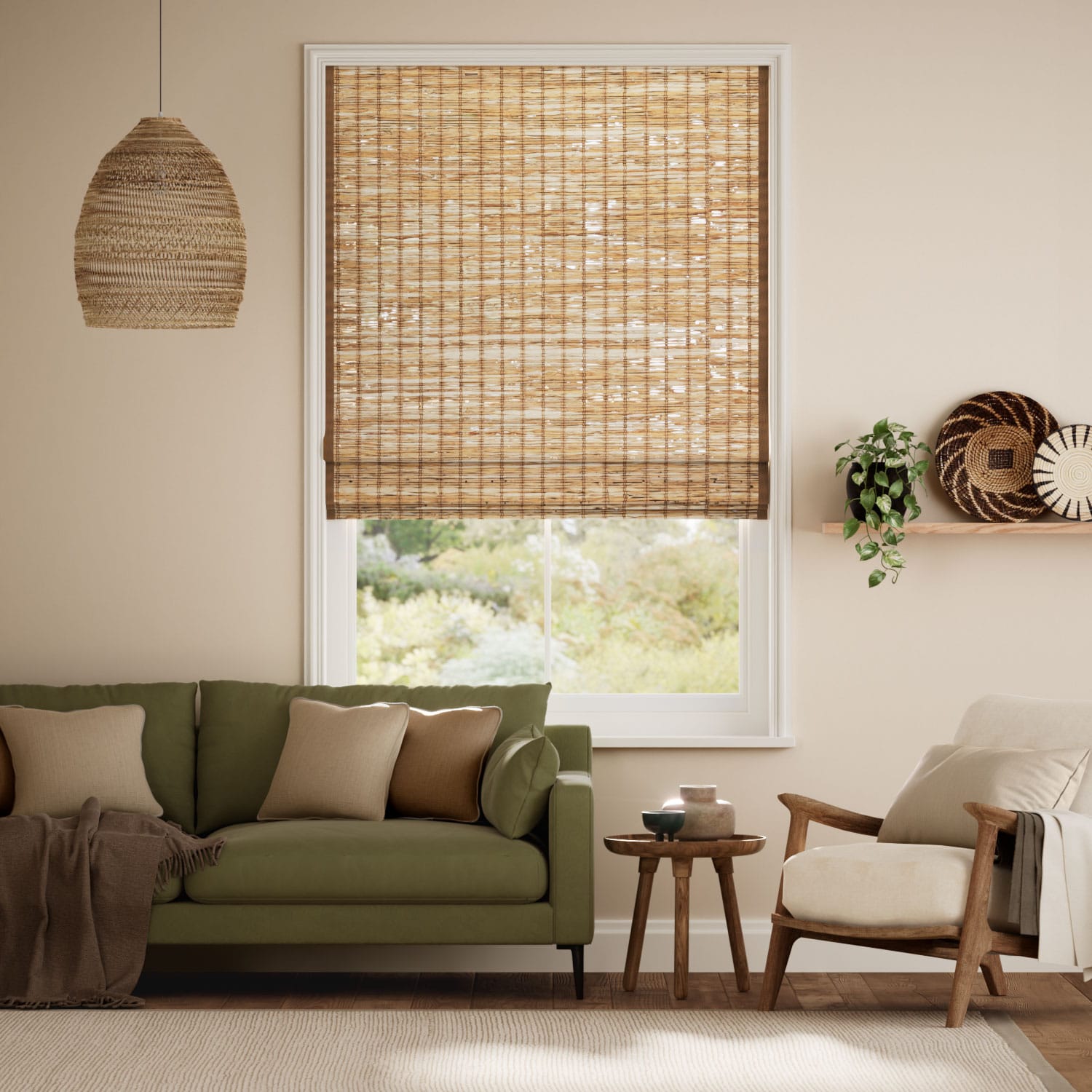 Electric Leticia Cedar & Demerara Roman Blind