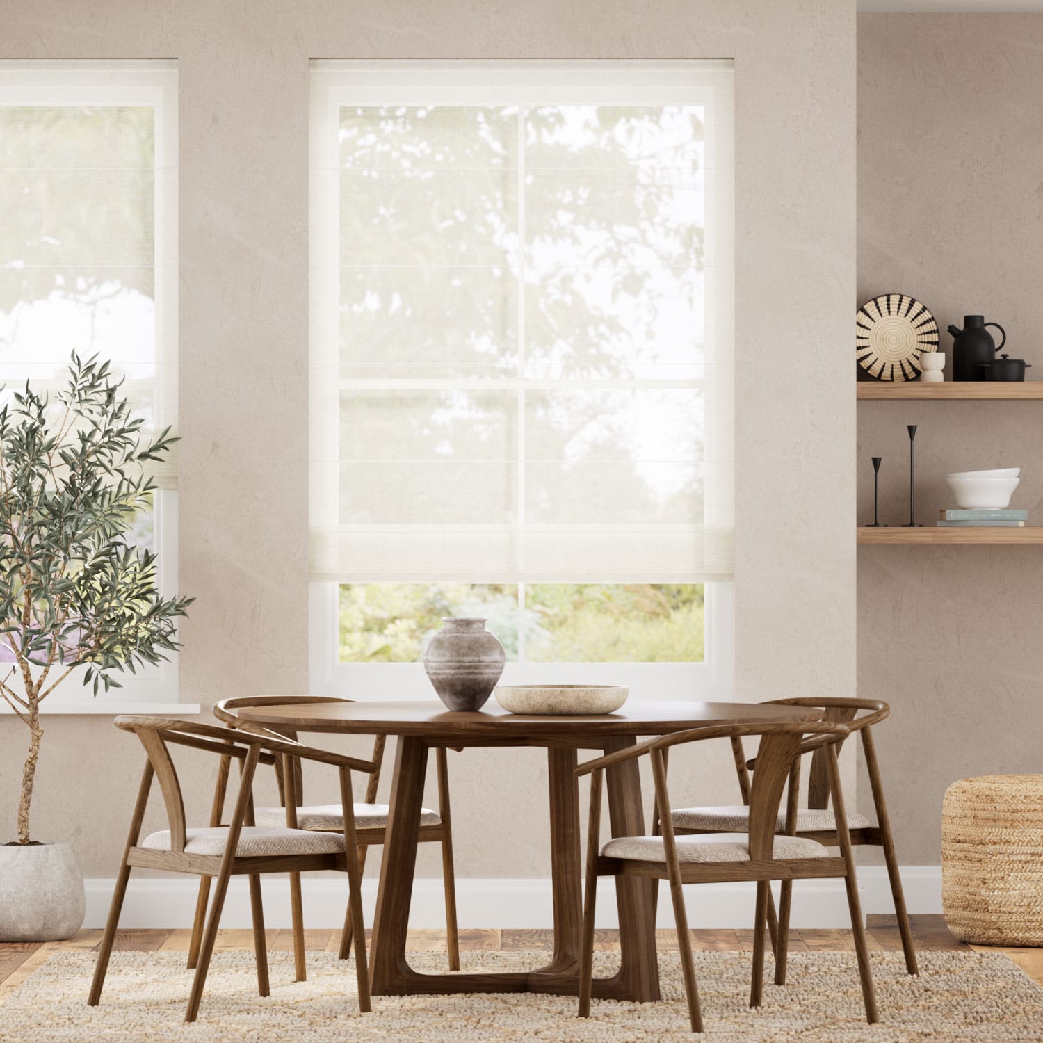 Liana Voile Porcelain Roman Blind