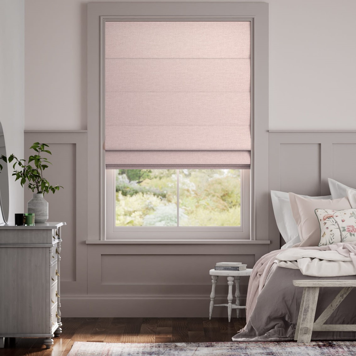 Liliana Soft Pink Roman Blind