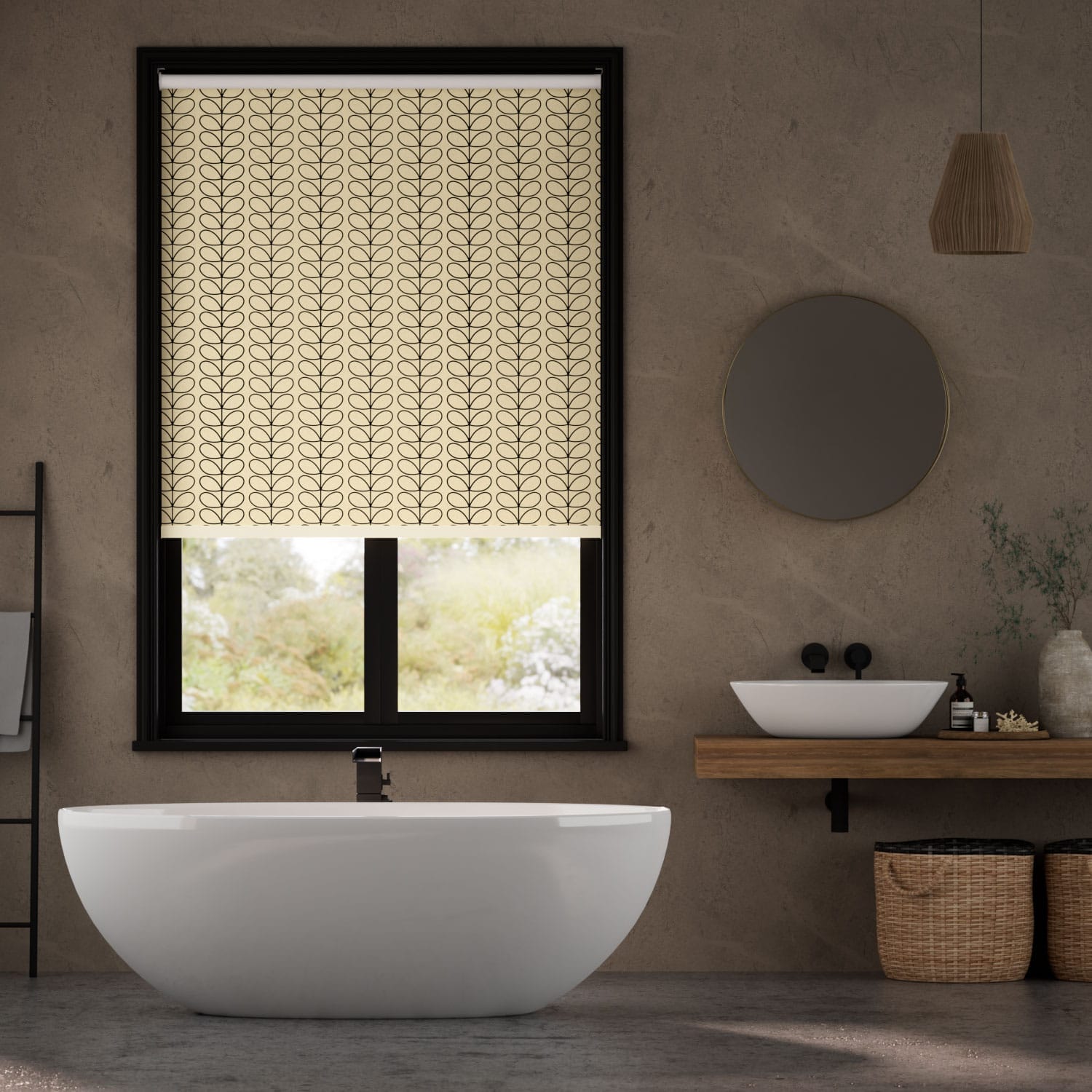 Linear Stem Black  Roller Blind