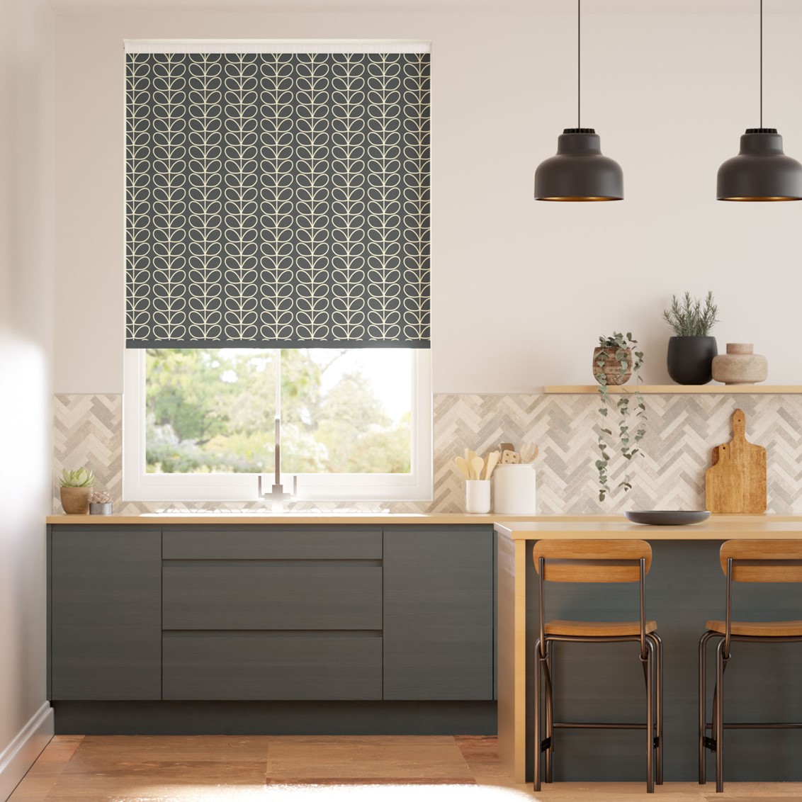 Linear Stem Cool Grey Roller Blind