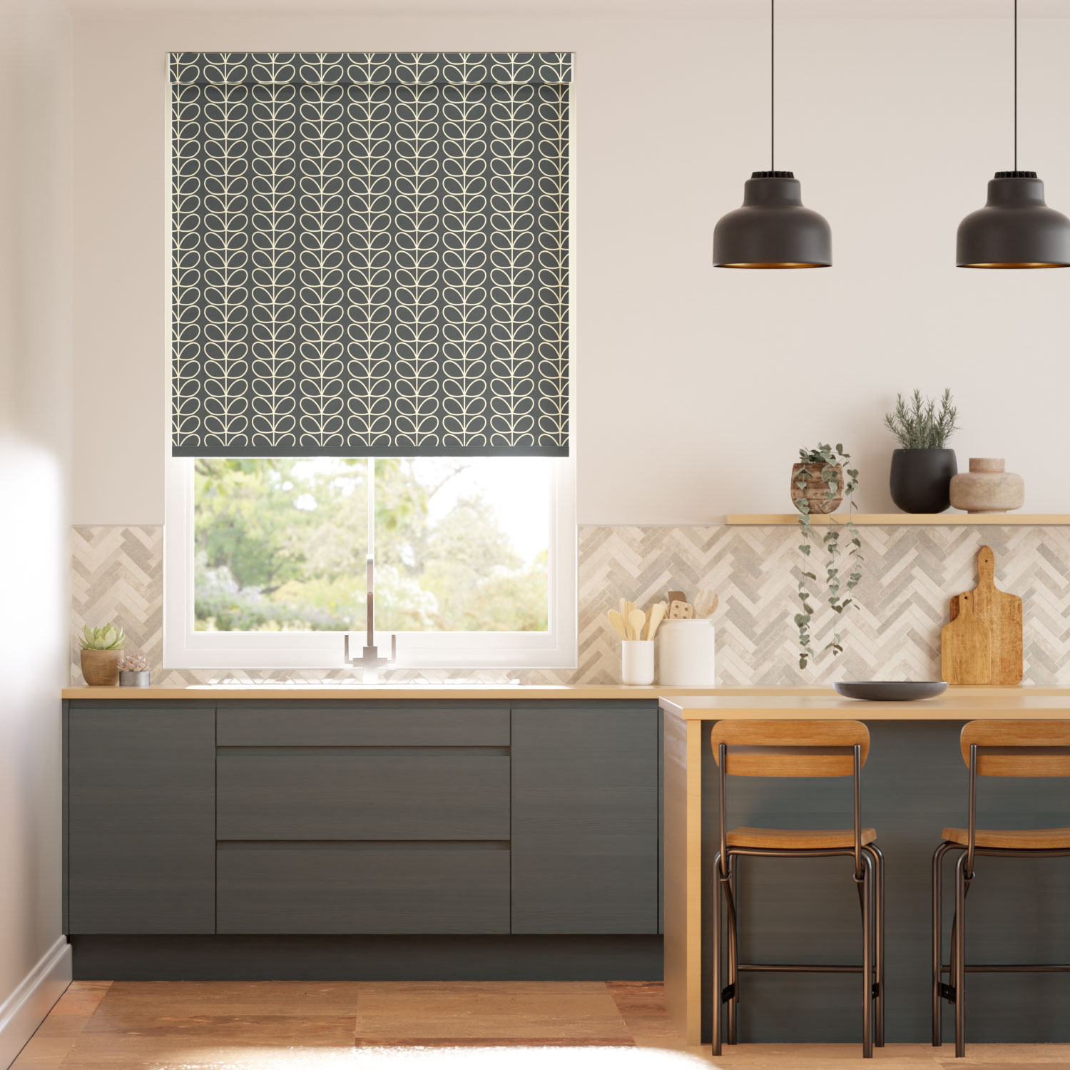 Linear Stem Cool Grey Roller Blind