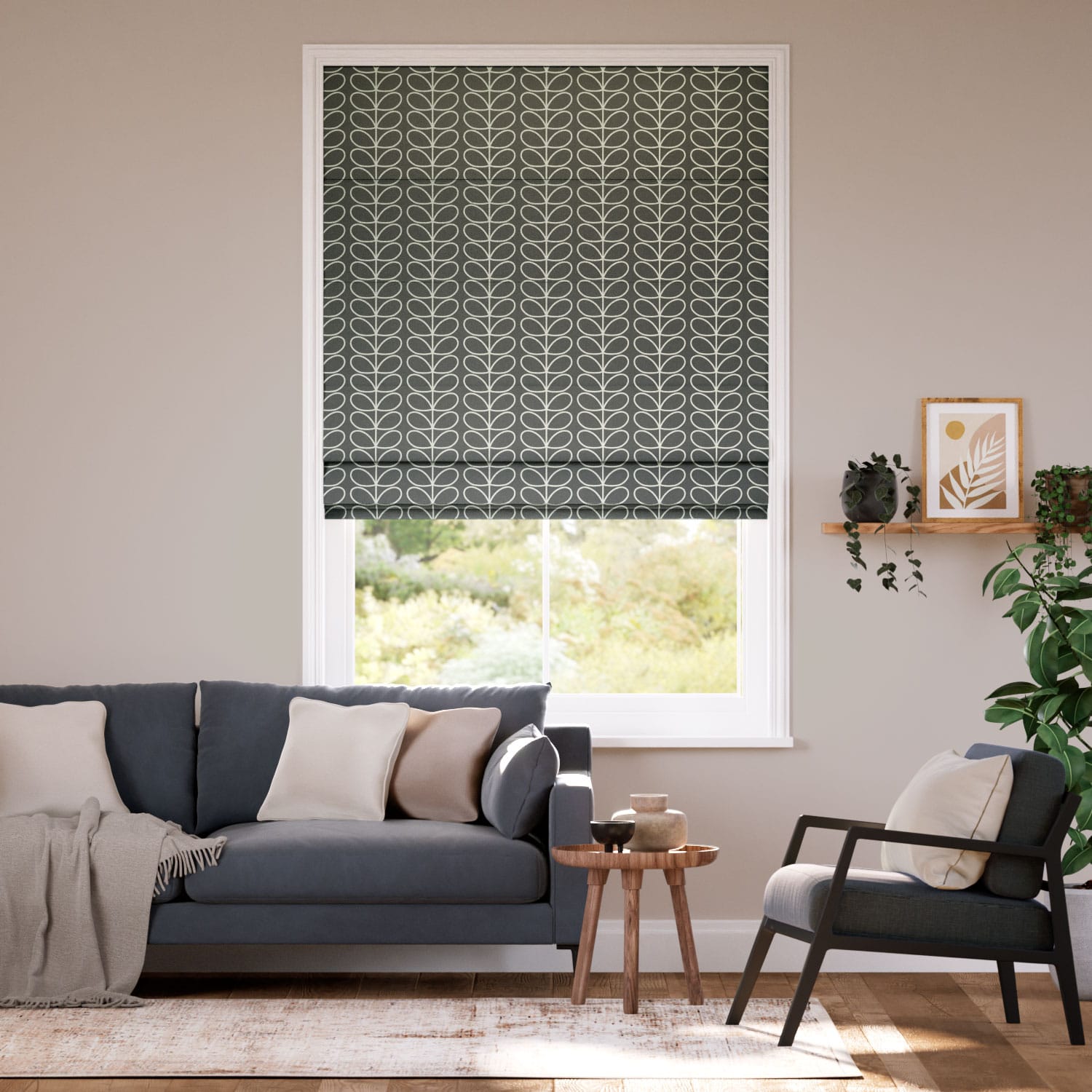 Linear Stem Cool Grey Roman Blind