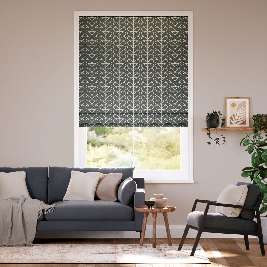 Linear Stem Cool Grey Roman Blind