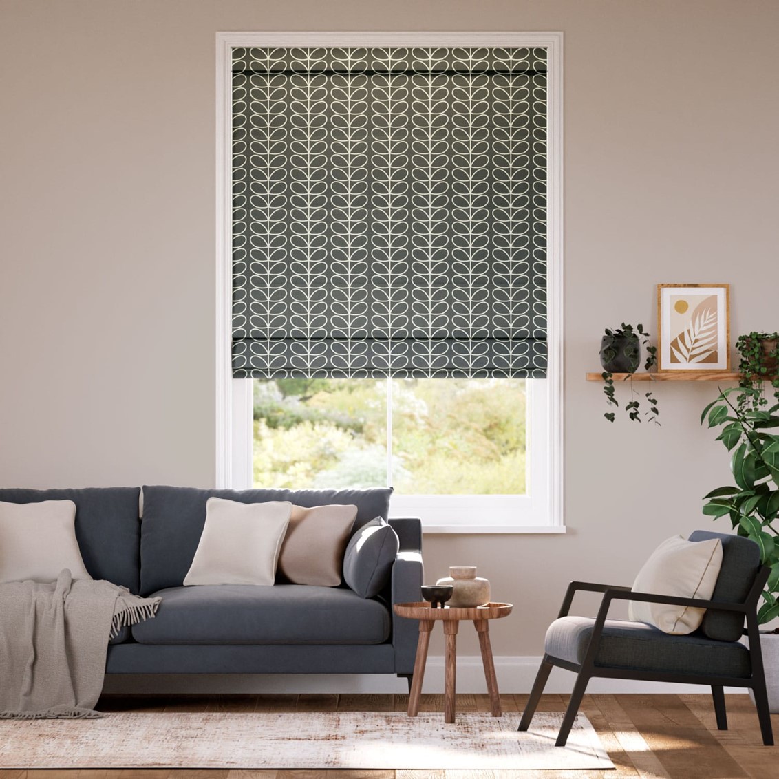 Linear Stem Cool Grey Roman Blind