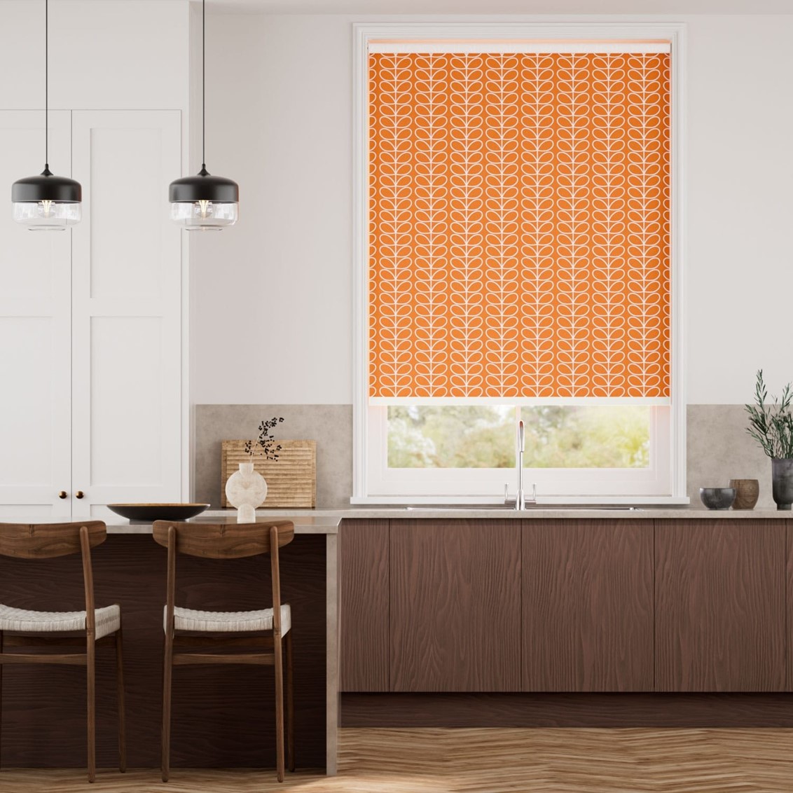 Linear Stem Papaya  Roller Blind