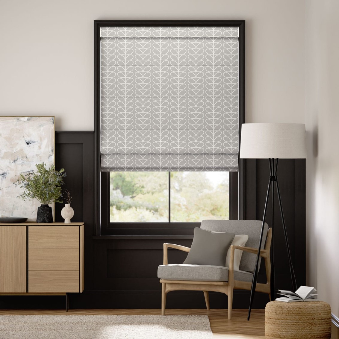 Linear Stem Silver  Roman Blind