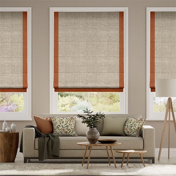 Linen Hopsack & Paleo Linen Pumpkin Roman Blind