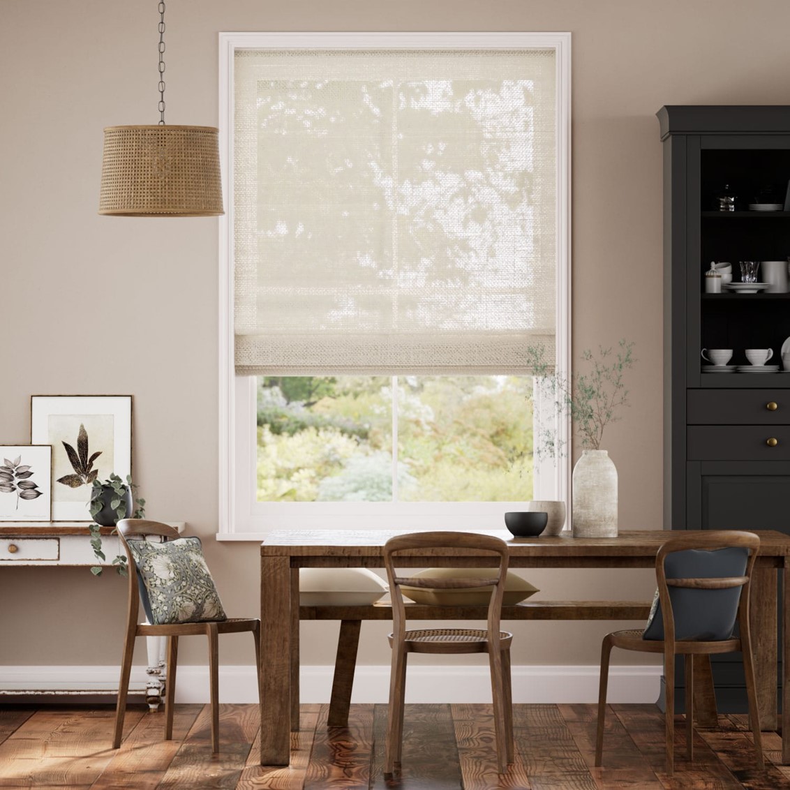 Lumiere Unlined Ariel Oat Roman Blind