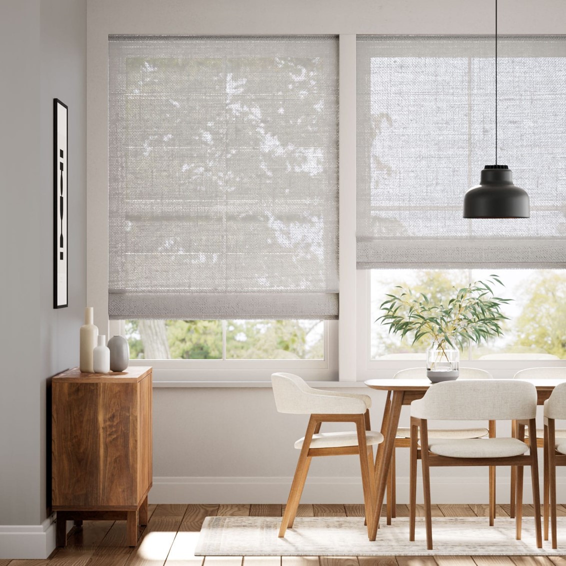 Lumiere Unlined Ariel Silver Stone Roman Blind