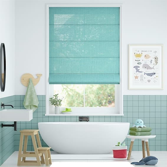 Lumiere Unlined Bijou Linen Turquoise  Roman Blind