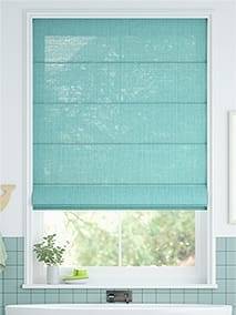 Lumiere Unlined Bijou Linen Turquoise Roman Blind thumbnail image