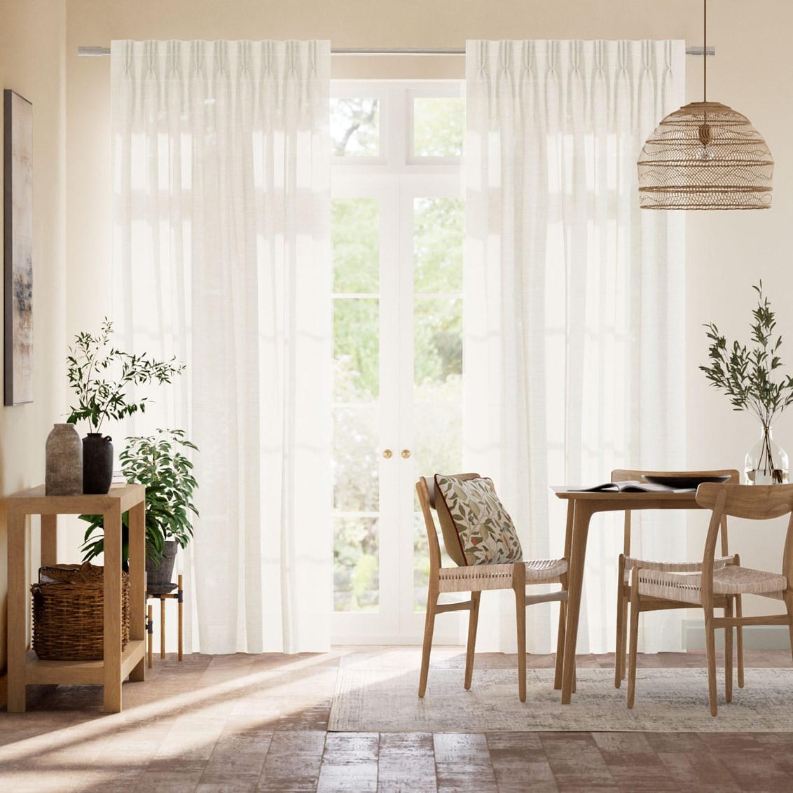 Lumiere Unlined Etoile Natural White Curtains