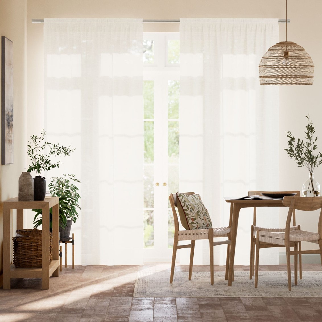 Lumiere Unlined Etoile Natural White Curtains