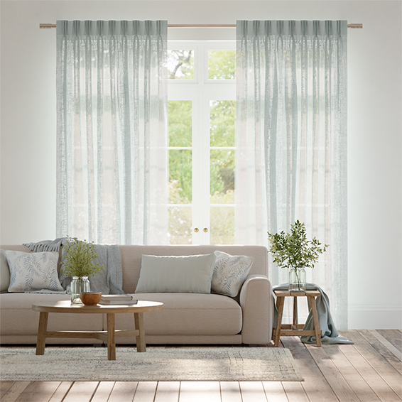 Lumiere Unlined Laurel Ice Blue Curtains