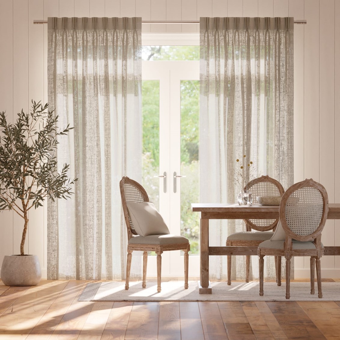 Lumiere Unlined Laurel Linen Curtains