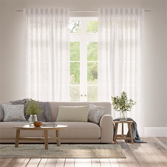 Lumiere Unlined Laurel White Curtains