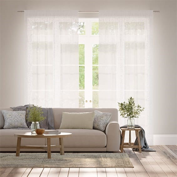 Lumiere Unlined Laurel White Curtains