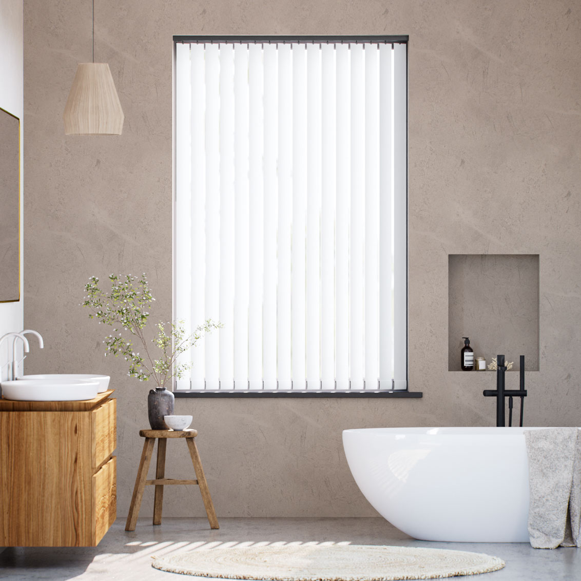 Luxe Sevilla Crisp White and Black Vertical Blind