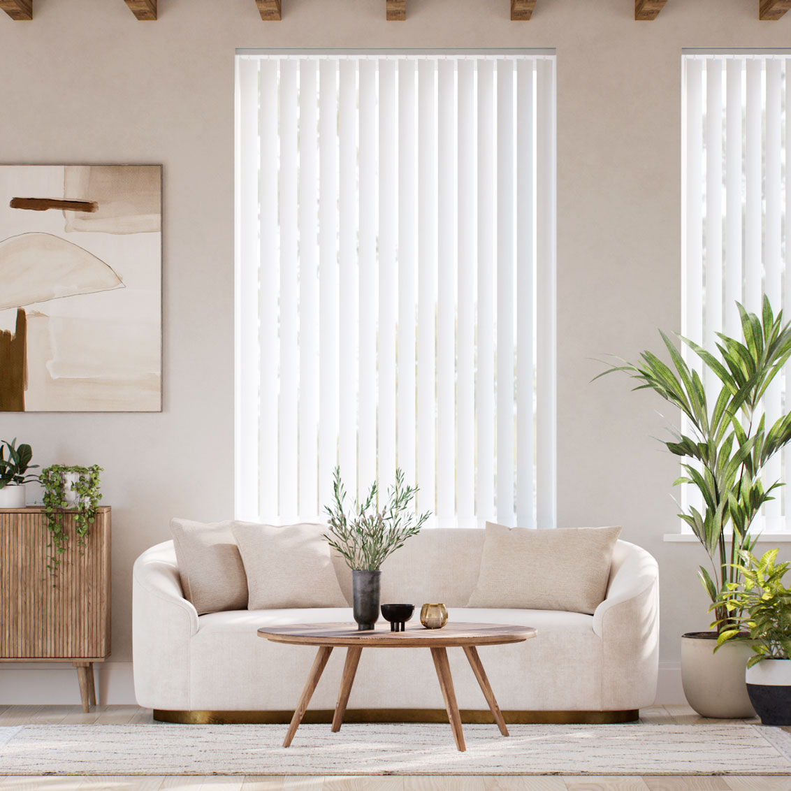 Luxe Sevilla Crisp White and Silver Vertical Blind