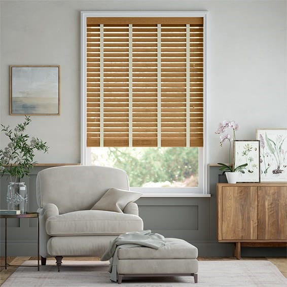 Macadamia Oak & Alabaster Wooden Blind - 50mm Slat