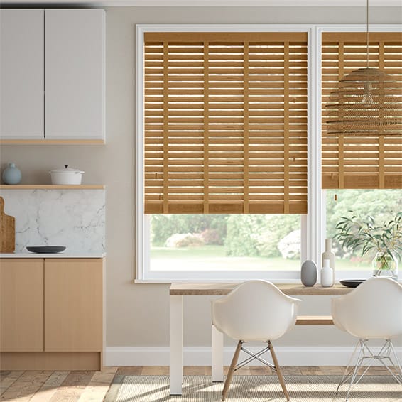 Macadamia Oak & Camel Wooden Blind - 50mm Slat