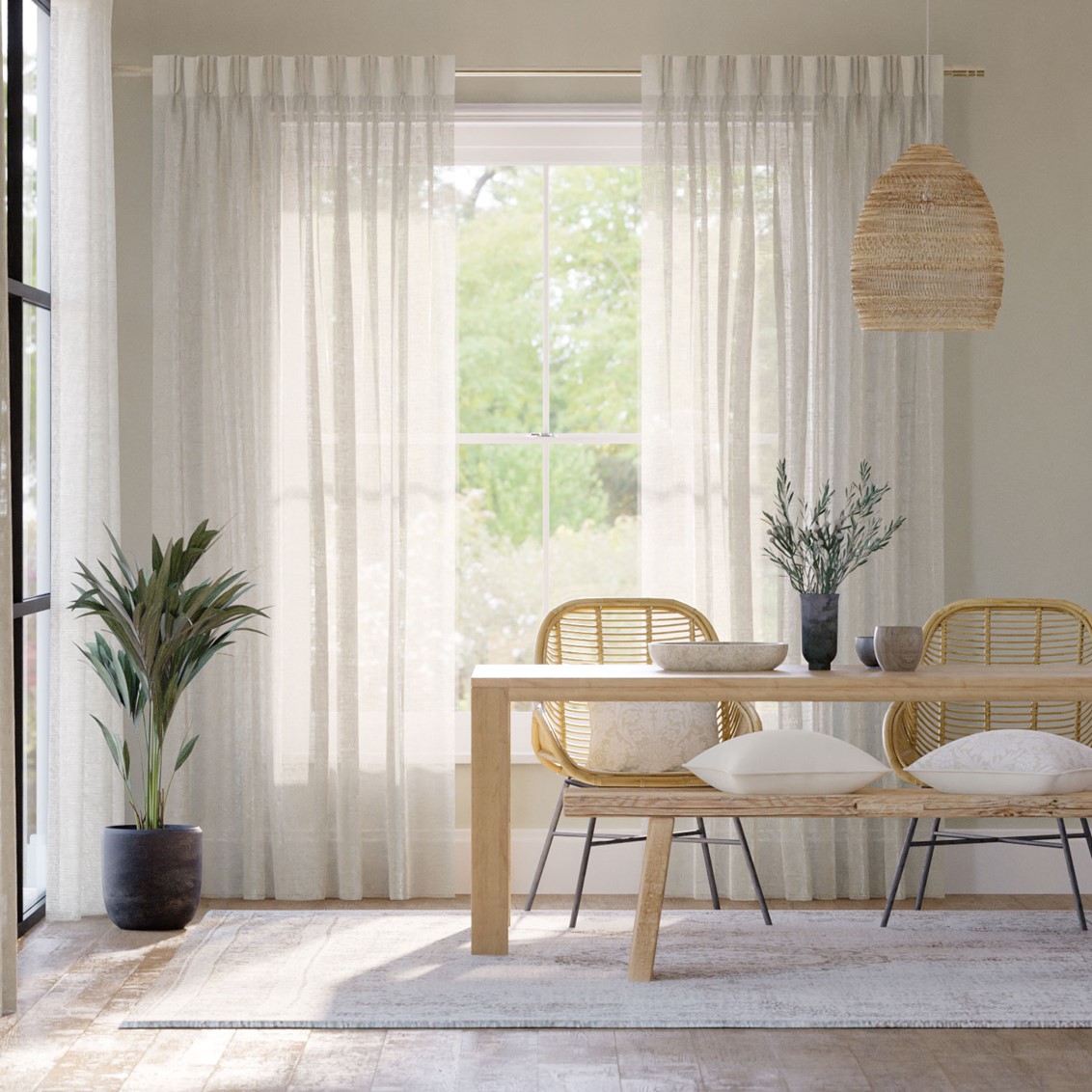 Madagascar Voile Neutral Curtains