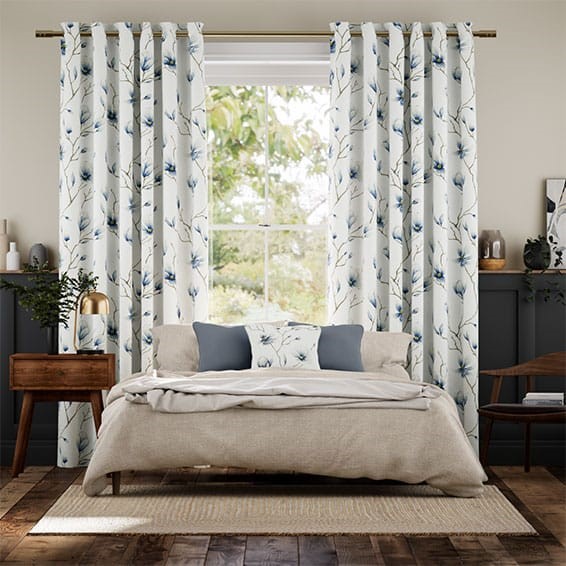 Magnolia Trail China Blue Curtains