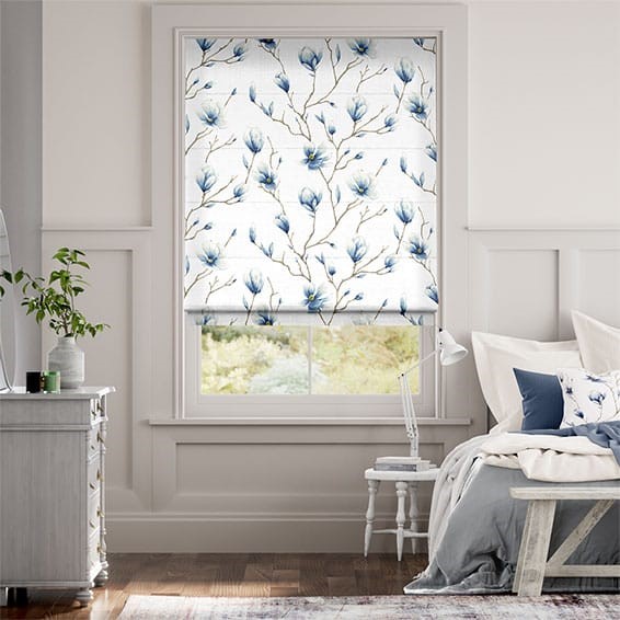 Magnolia Trail China Blue Roman Blind