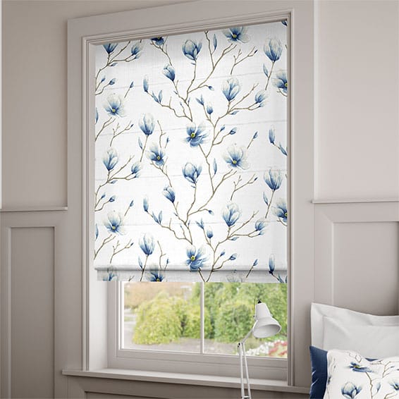 Magnolia Trail China Blue Roman Blind