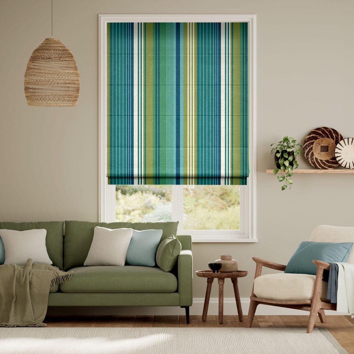 Manhattan Tropical Blue Roman Blind