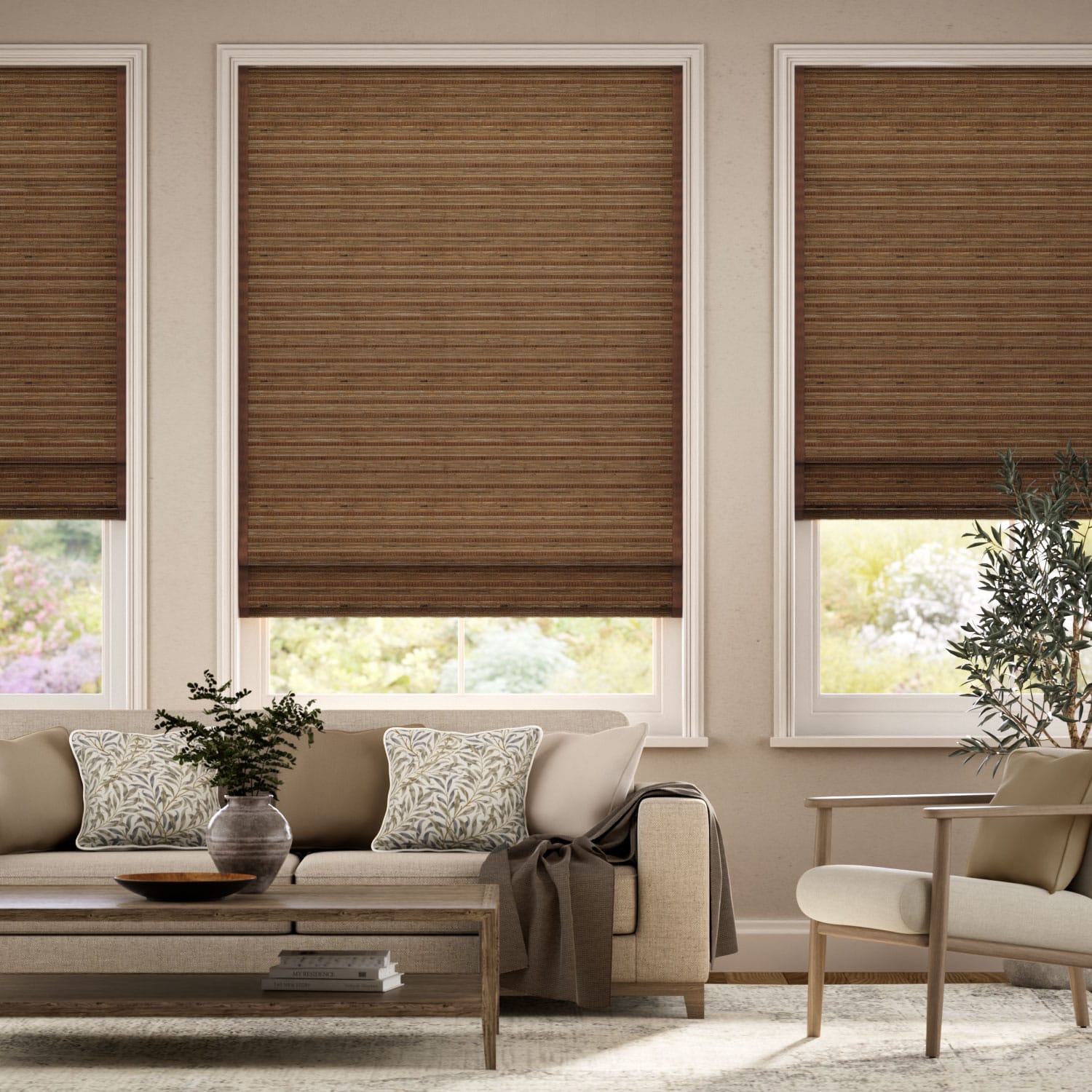 Manila Cedar & Demerara Roman Blind