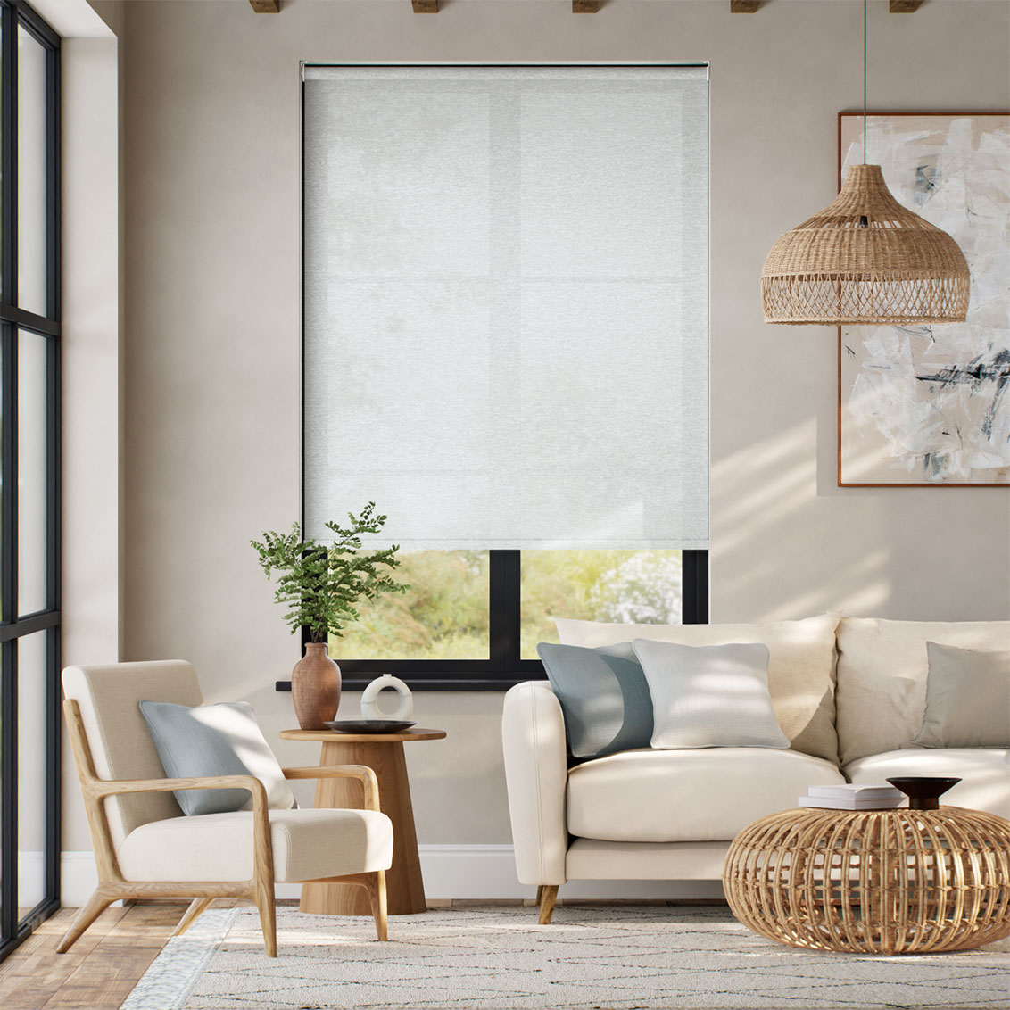 Maoke White Wash Roller Blind
