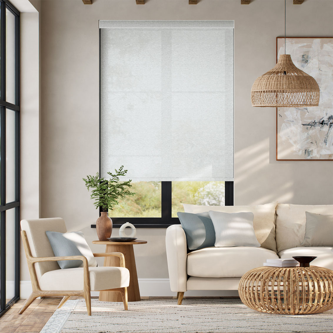 Maoke White Wash Roller Blind