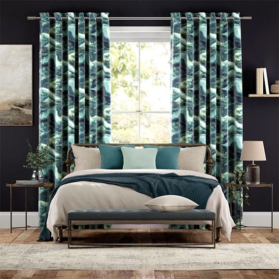 Marbled Velvet Jade Curtains