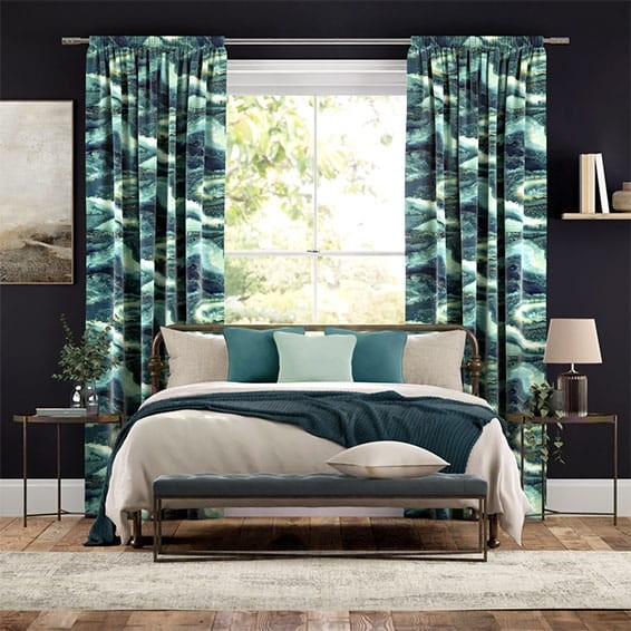 Marbled Velvet Jade Curtains