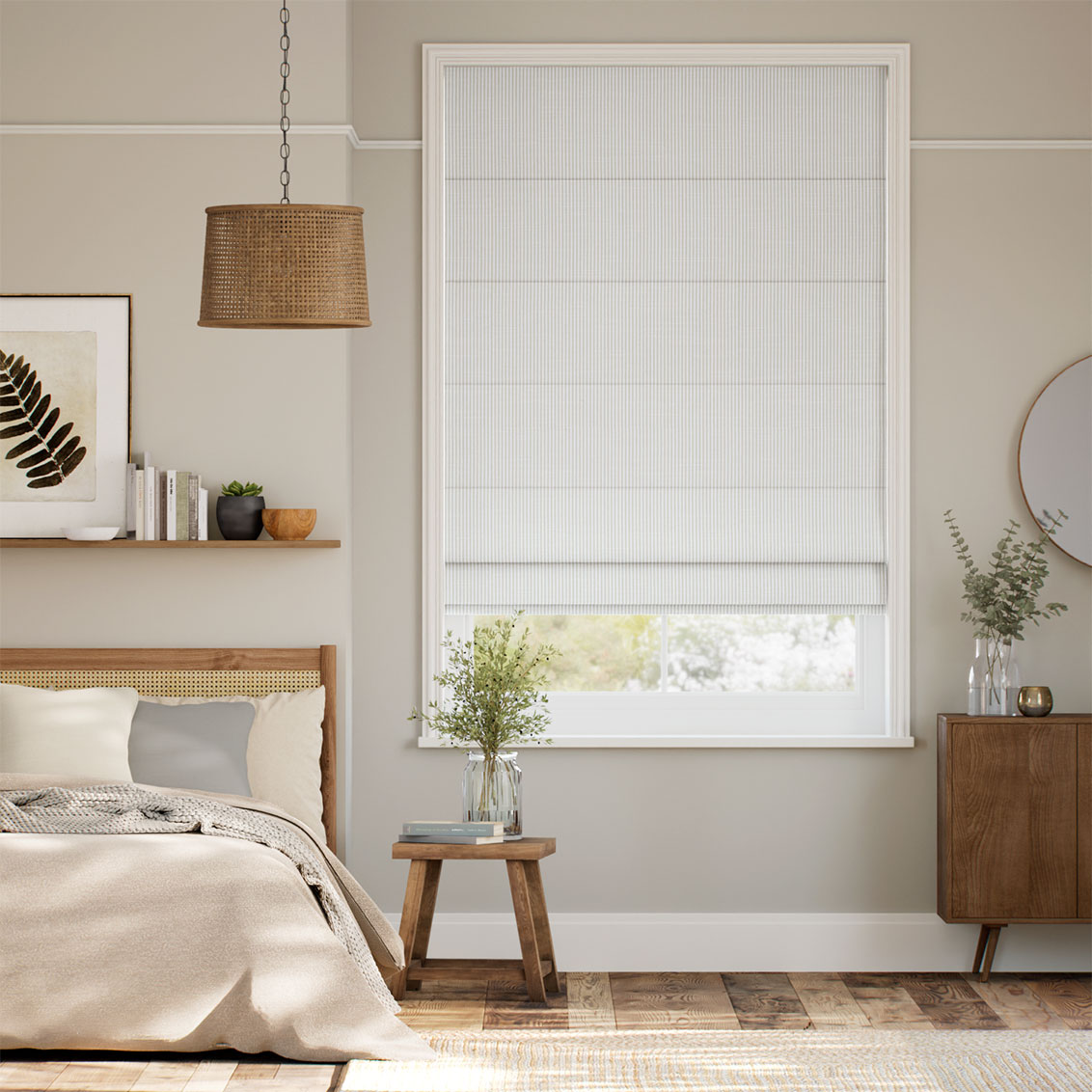 Marie Stripe Ash Roman Blind