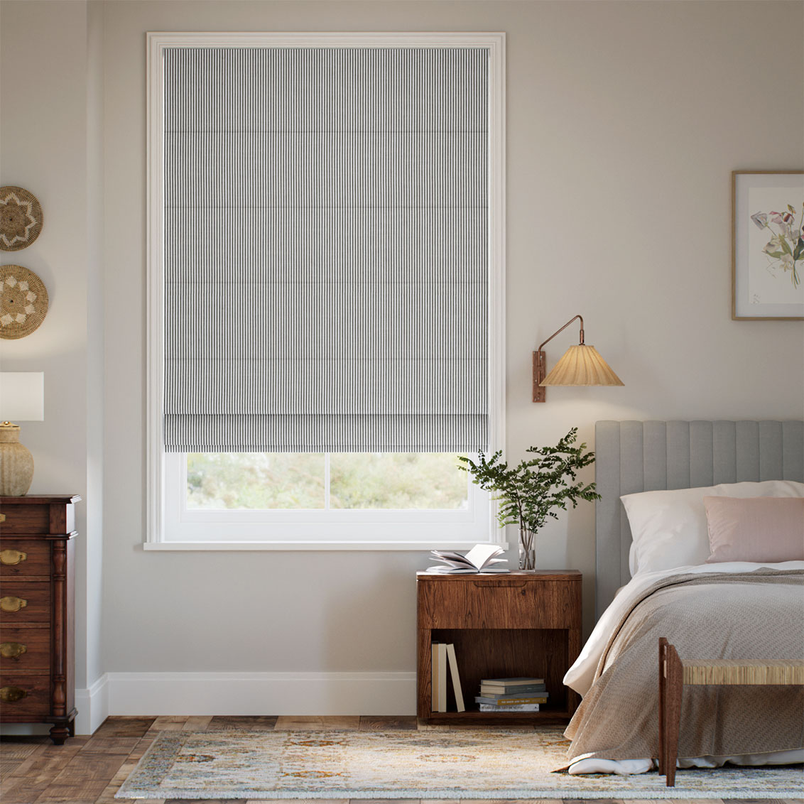 Marie Stripe Slate Roman Blind
