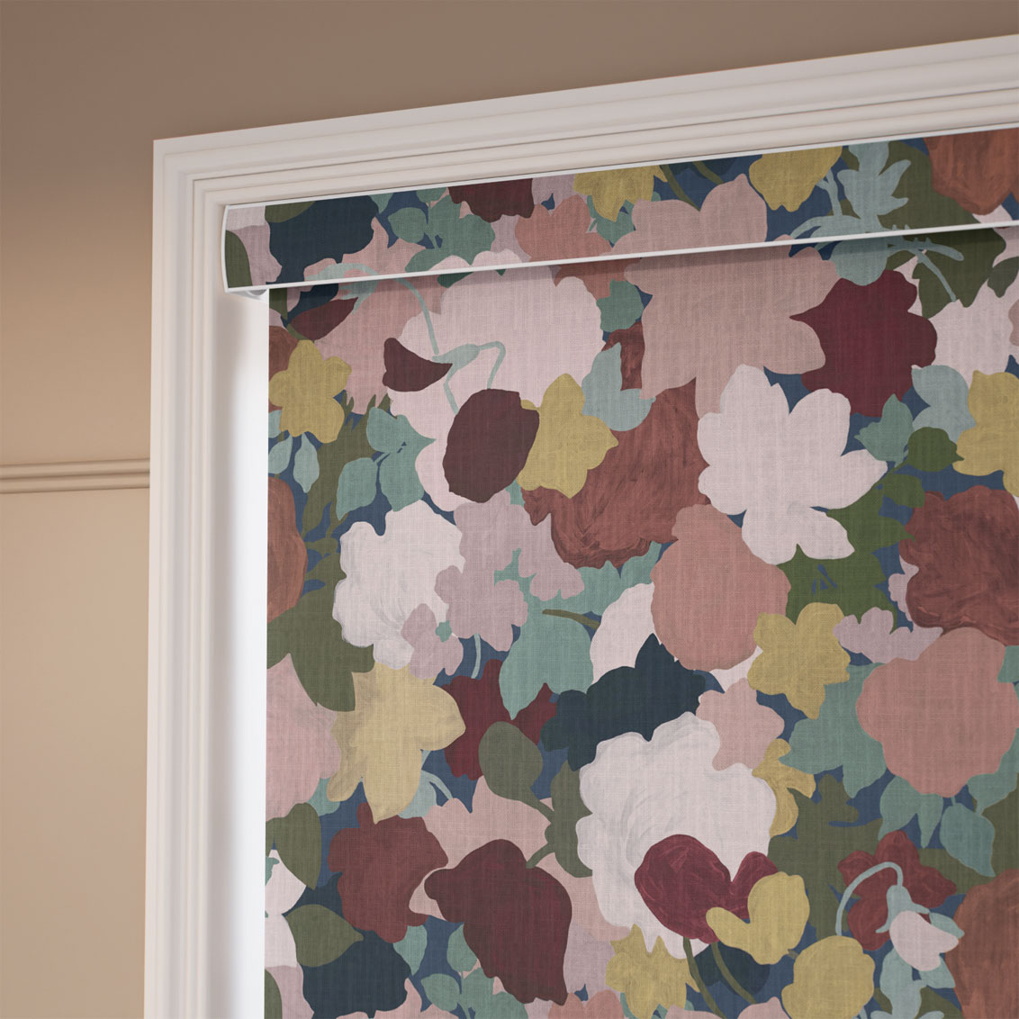 Marina's Tea Garden Burgundy Blush Roller Blind