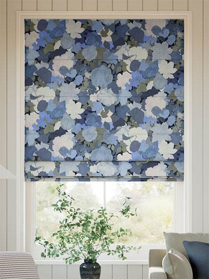 Marina's Tea Garden Ink Blue Roman Blind thumbnail image