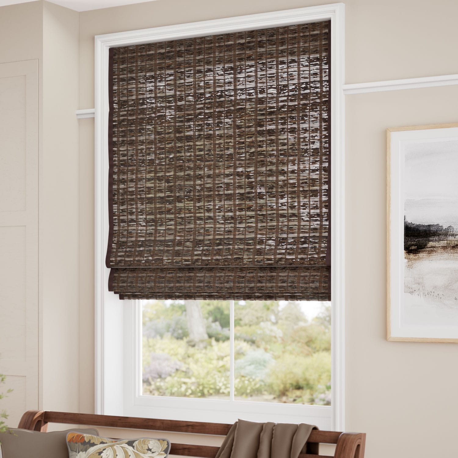 Maui Walnut & Acorn Roman Blind