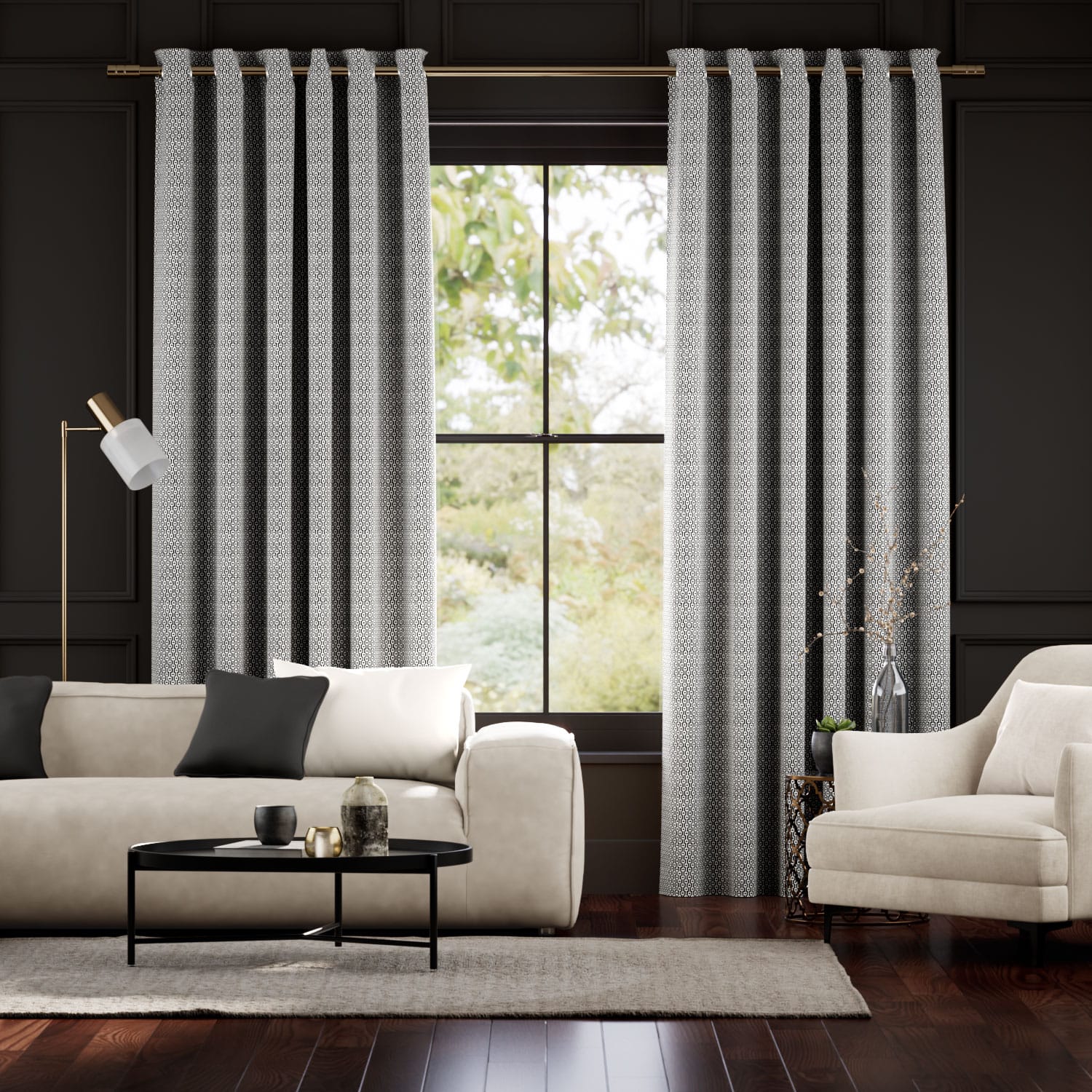 Maze Charcoal Curtains