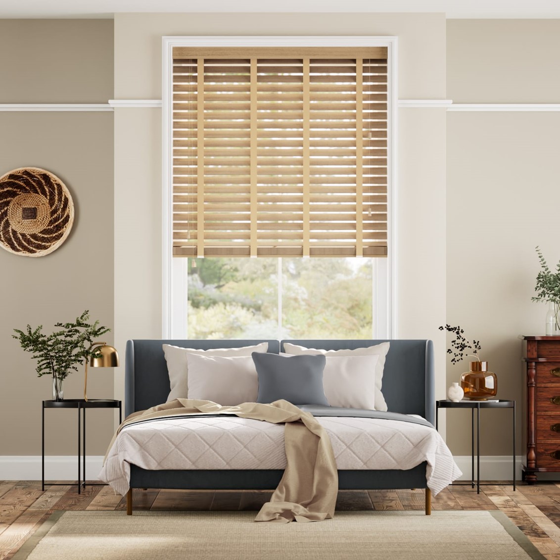 Metropolitan Classic Oak & Buff Wooden Blind - 50mm Slat