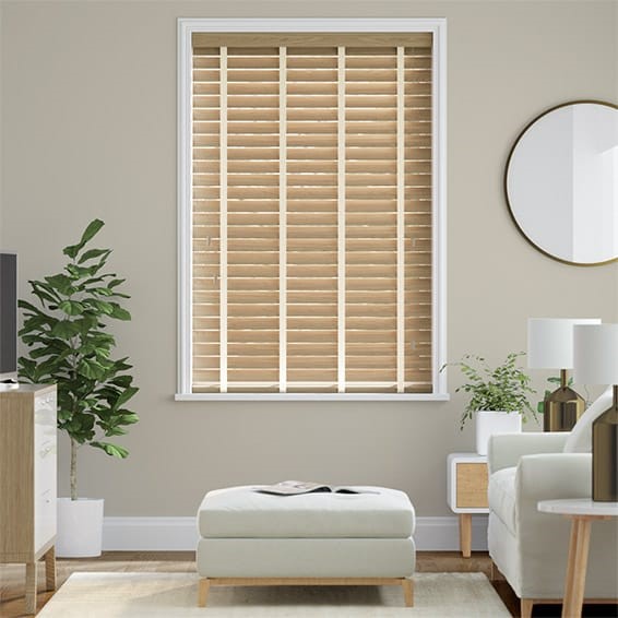 Metropolitan Classic Oak & Oatmeal Wooden Blind - 50mm Slat