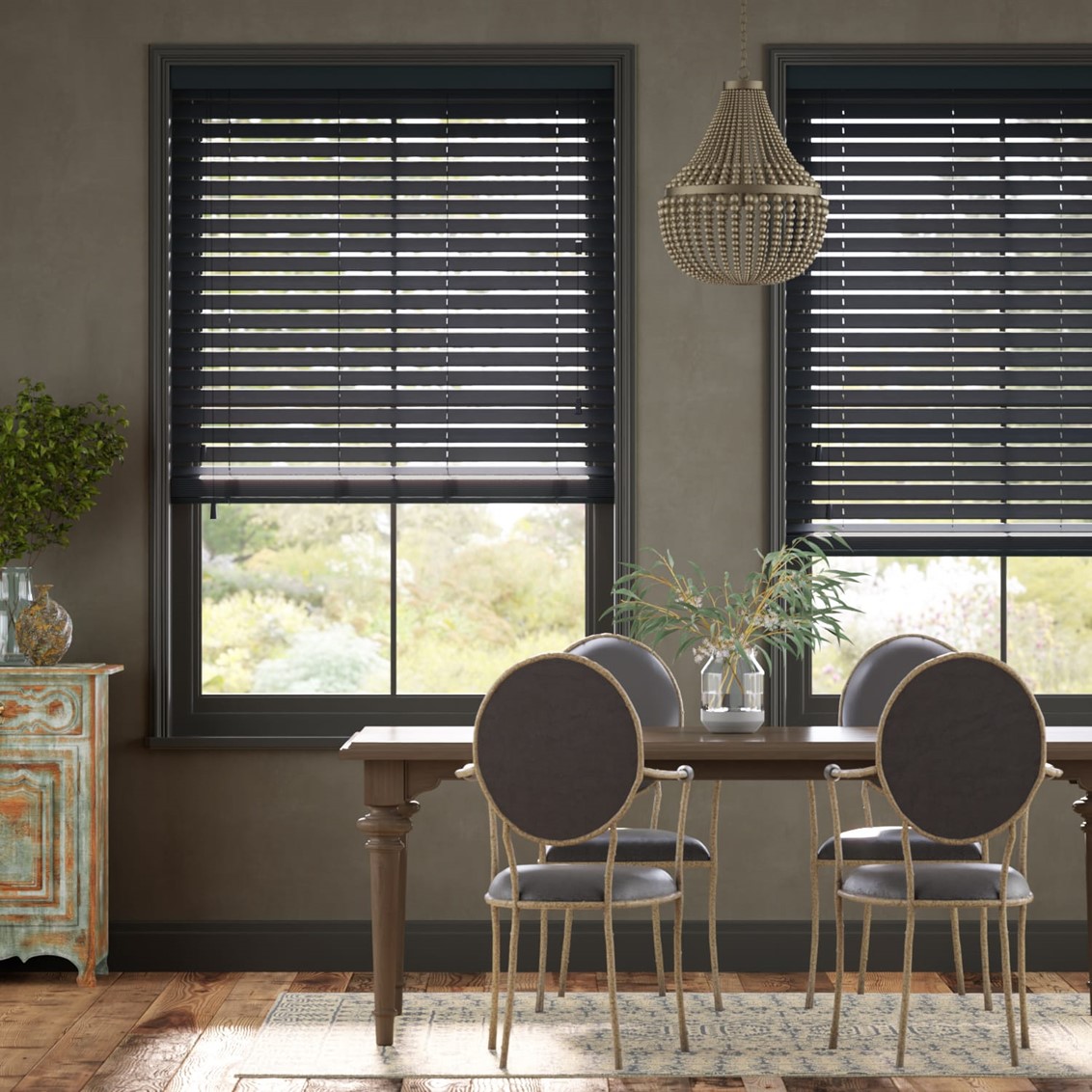 Metropolitan Dark Slate Wooden Blind - 50mm Slat