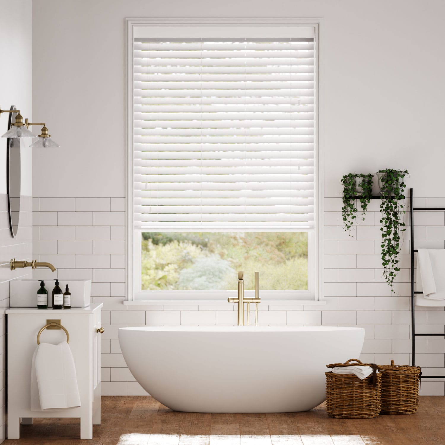 Electric Metropolitan Soft Gloss White Wooden Blind - 50mm Slat