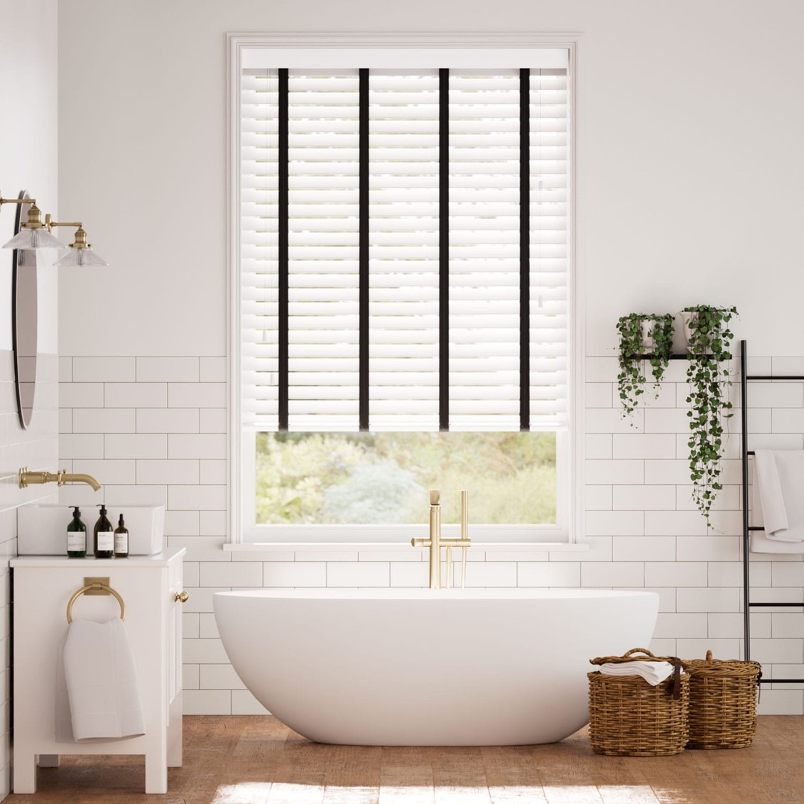 Metropolitan Soft Gloss White & Onyx Wooden Blind - 50mm Slat