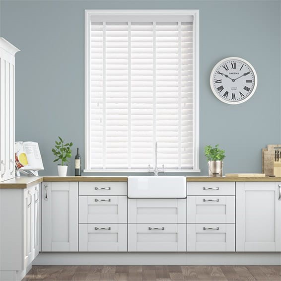 Metropolitan Soft Gloss White & Snow Wooden Blind - 50mm Slat